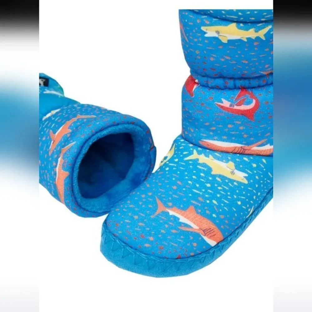 Joules Blue Rainbow Shark Padabout toddler Slipper Boot socks size 11 12…